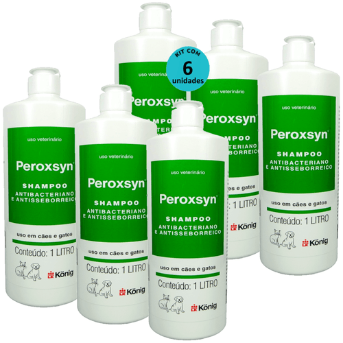 Kit 6 Shampoo Antibacteriano E Antisseborreico Peroxsyn König 1 Litro - König Kit 6 Shampoo Antibacteriano E Antisseborreico Peroxsyn König 1 Litro - König